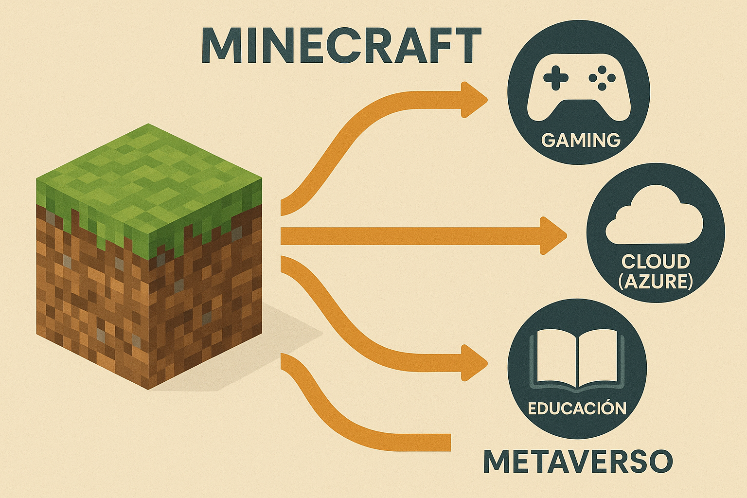 Infografía mostrando cómo la adquisición de Minecraft se convirtió en un pilar estratégico para Microsoft.